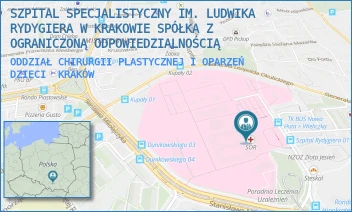 ODDZIAŁ CHIRURGII PLASTYCZNEJ I OPARZEŃ DZIECI - SZPITAL SPECJALISTYCZNY IM. LUDWIKA RYDYGIERA W KRAKOWIE SPÓŁKA Z OGRANICZONĄ ODPOWIEDZIALNOŚCIĄ - OSIEDLE ZŁOTEJ JESIENI 1,  KRAKÓW